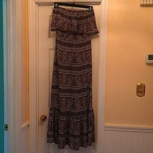 Boho Flounce strapless Maxi Dress